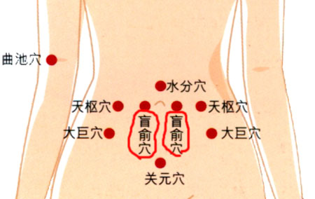 盲俞穴→治腹脹、便秘